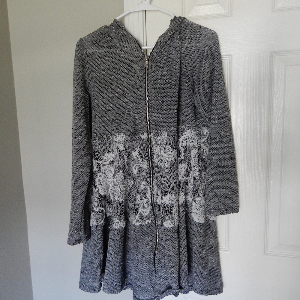 Long Vocal Jacket with Sheer Floral Lace